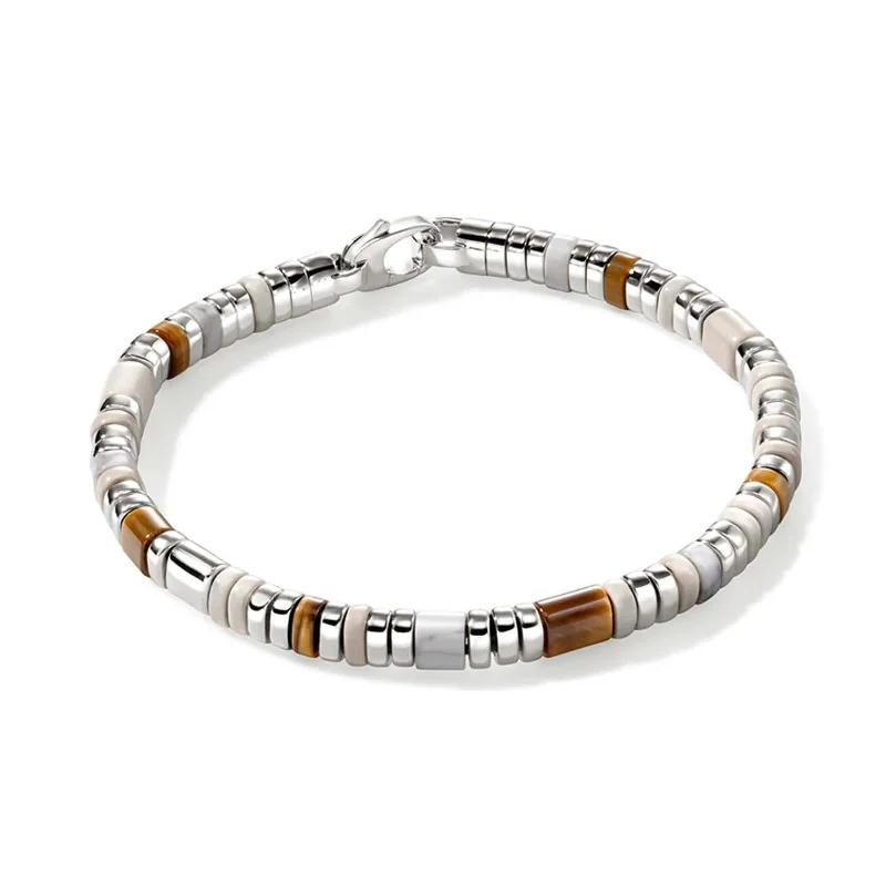 women's custom bangle -JOHN HARDY Brown & White Slim Colorblock Bracelet