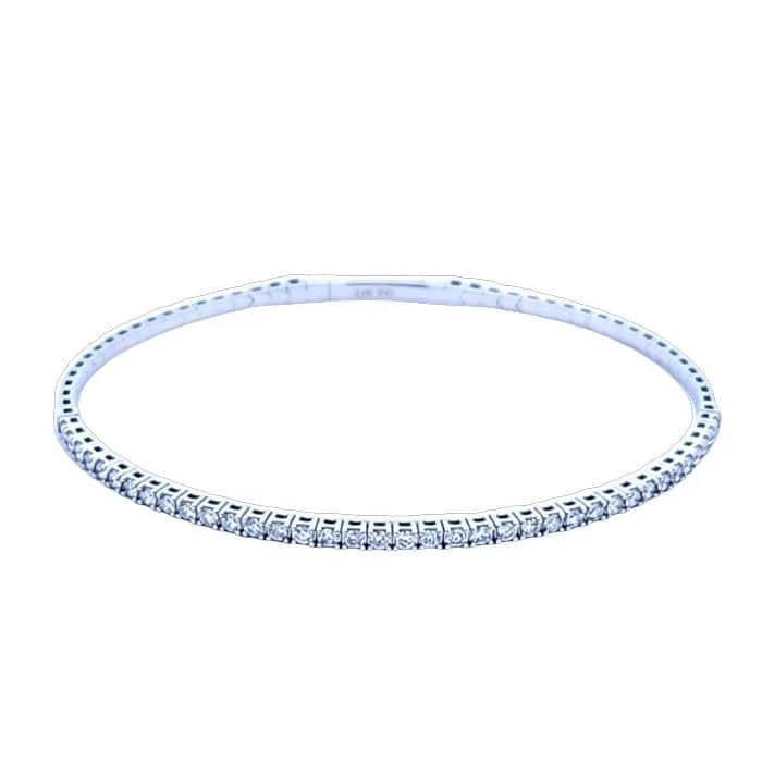 women's small cuff bracelet -Mountz Collection Diamond Flexible Bangle Bracelet in 14K White Gold