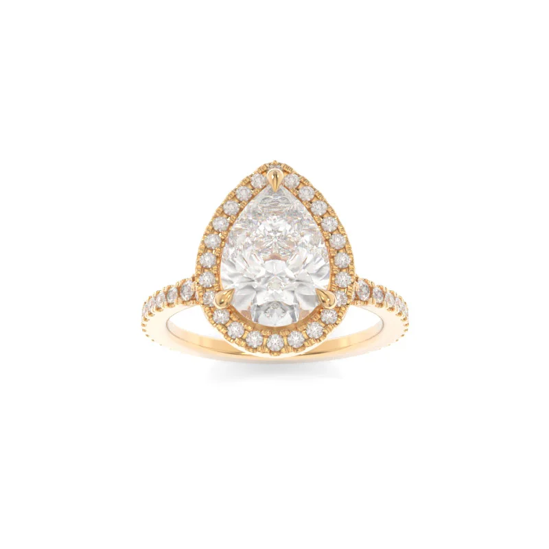 princess halo engagement rings -Leighton Ring Pear