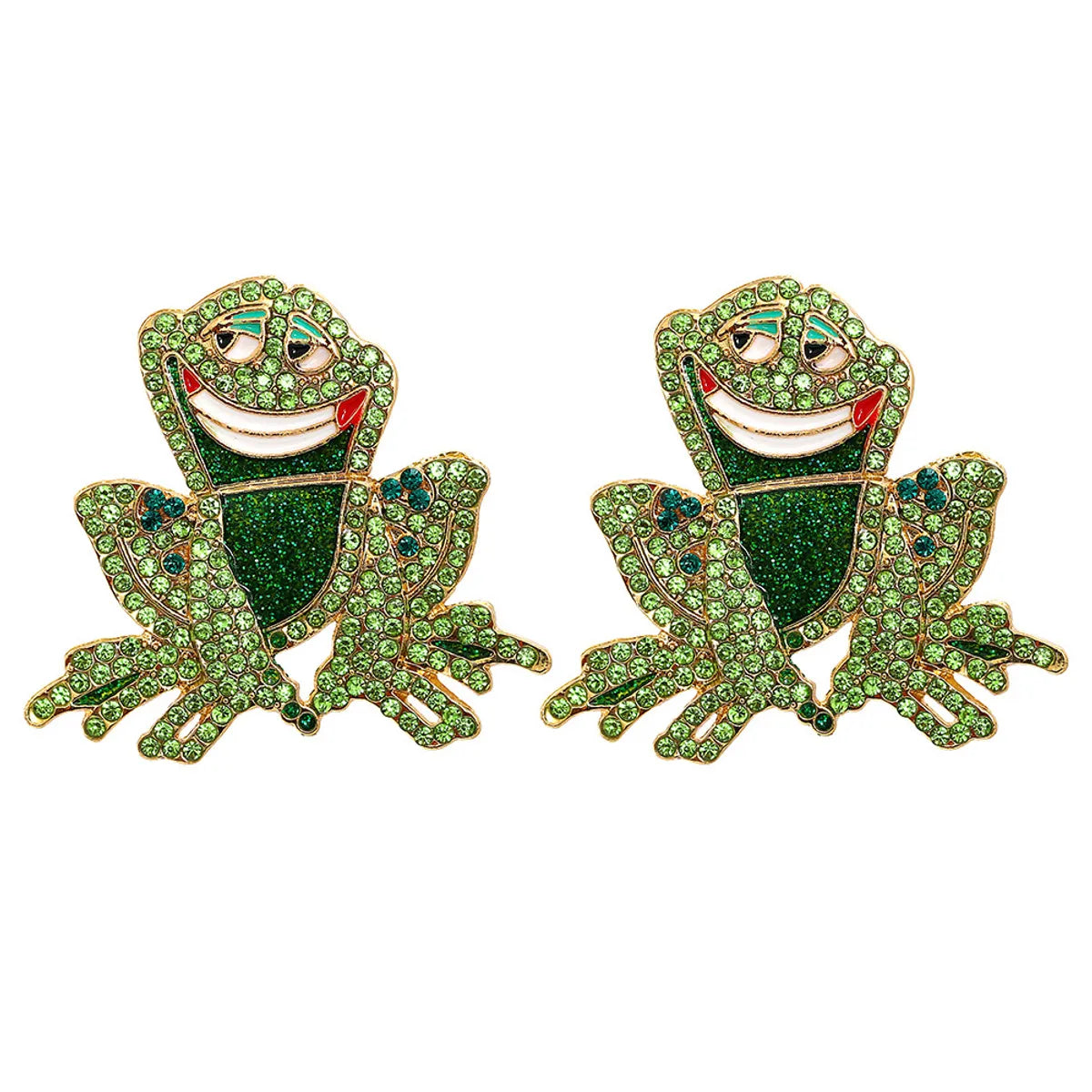 oval engagement rings -Fashion Animal Frog Diamond Earrings Wholesale Jewelry Gooddiy