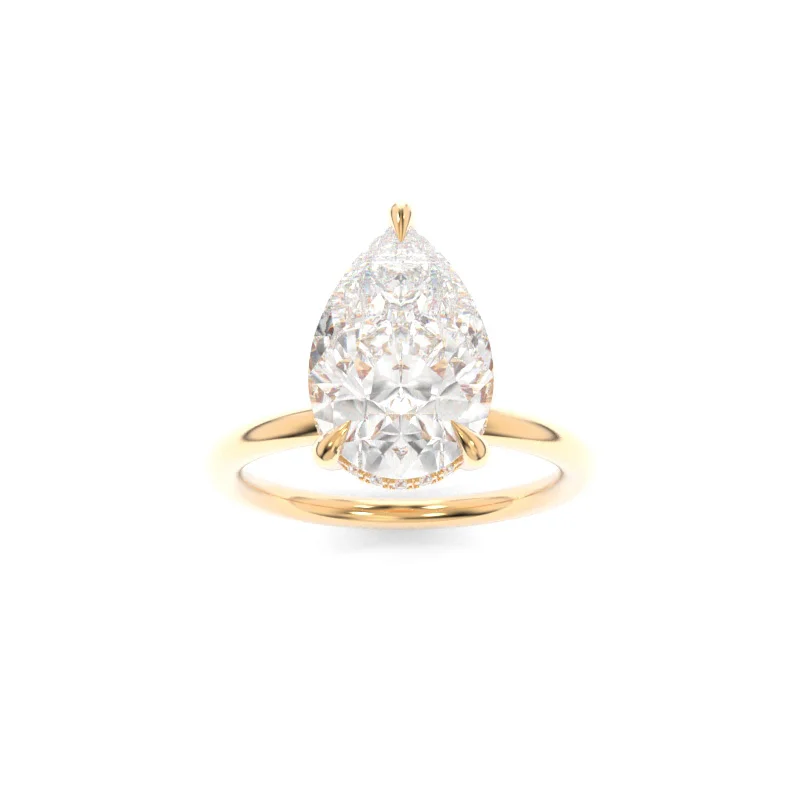 affordable halo engagement rings -Avery Solitaire Pear