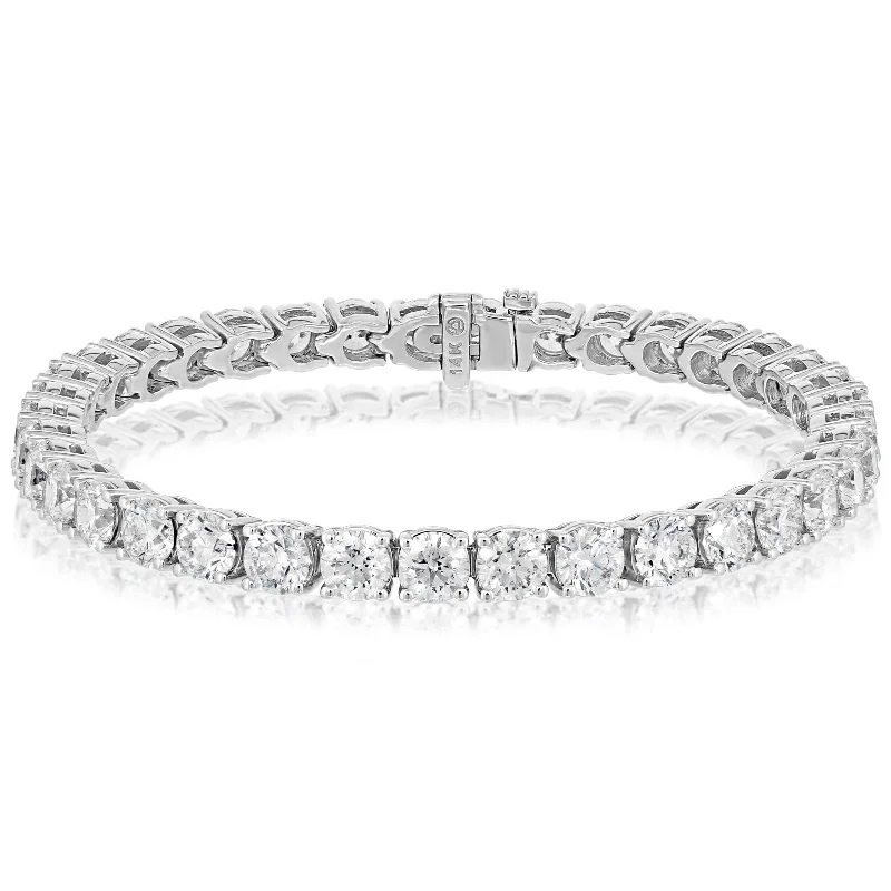 women's engraved bracelet -15 Carat Round Brilliant Cut Diamond Tennis Bracelet