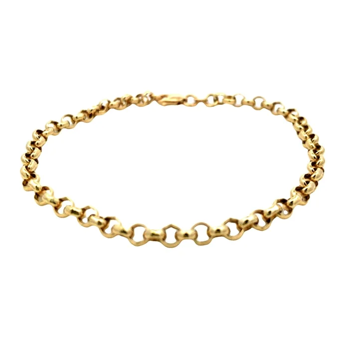 women's cuff bracelet -Estate 7" Rolo Bracelet in 14K Yellow Gold