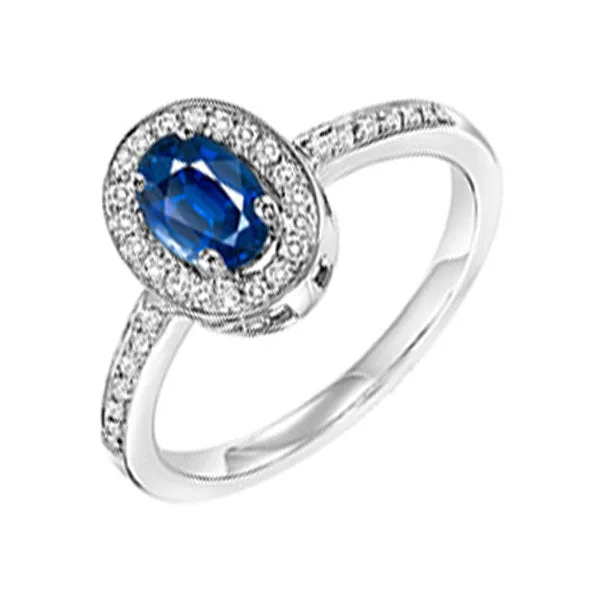 emerald and diamond engagement rings -14KT WHITE GOLD DIAMOND (1/5CTW) & SAPPHIRE (1/4 CTW) RING