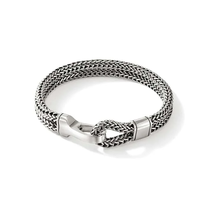 women's double wrap bracelet -John Hardy Double Row Hook Clasp Bracelet in Sterling Silver