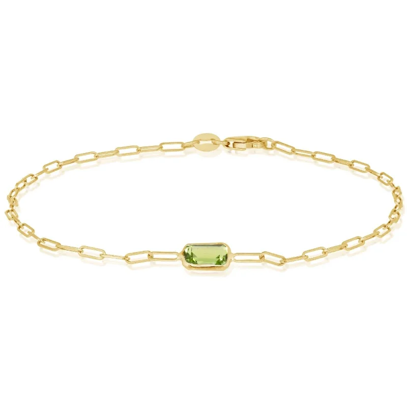 women's charm bangles -Peridot Paperclip Bracelet