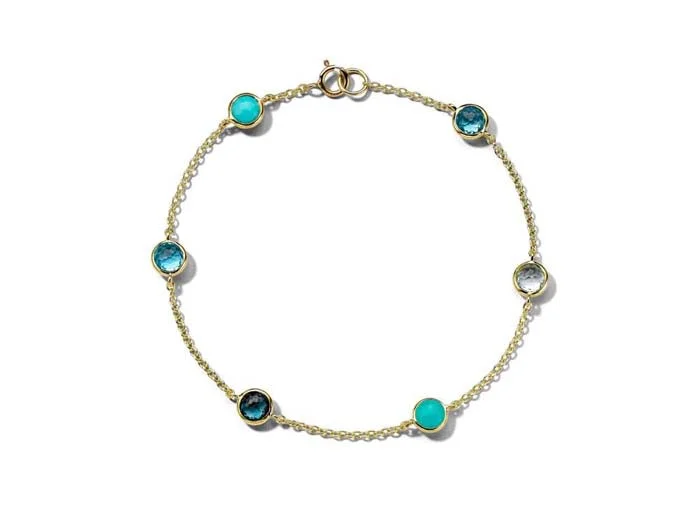 women's luxury bracelet -Ippolita "Lollipop" Collection 6-Stone Station Bracelet in 18K Yellow Gold