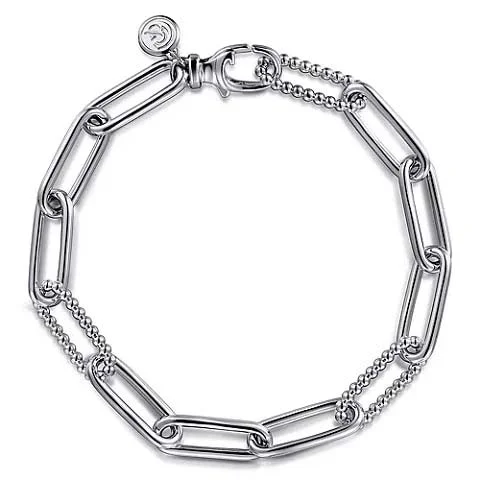 women's minimalist bracelet -Gabriel & Co. 7.5" Bujukan Link Bracelet in Sterling Silver