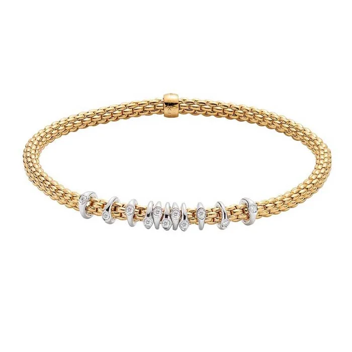 women's animal-inspired bracelet -FOPE Prima Collection Flex'it Bracelet with Diamonds in 18K Yellow and White Gold