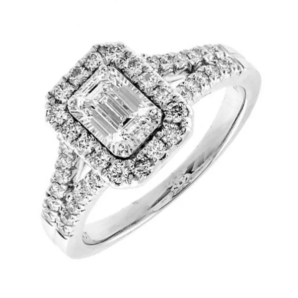 simple engagement rings -14KT WHITE GOLD DIAMOND(3/4CTW) RING