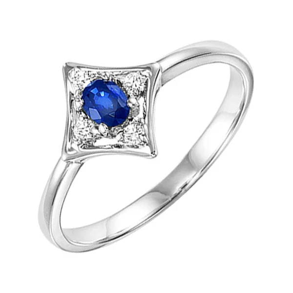 handcrafted engagement rings -14KT WHITE GOLD DIAMOND (1/20CTW) & SAPPHIRE (1/6 CTW) RING