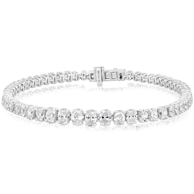 women's gold-plated bracelet -Graduated Oval Diamond Bracelet