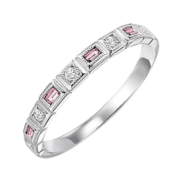 nature-inspired engagement rings -14KT WHITE GOLD DIAMOND (1/12CTW) & PINK TOURMALINE (1/8 CTW) RING