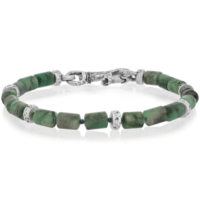 women's celestial bracelet -JOHN VARVATOS Emerald & Silver Bead Bracelet