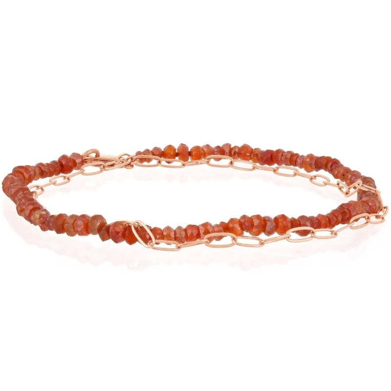 women's diamond bracelet -Carnelian & Rose Gold Triple Wrap Bracelet