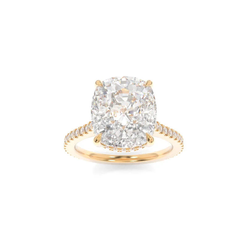 three-stone engagement rings -Elle Ring Elongated Cushion