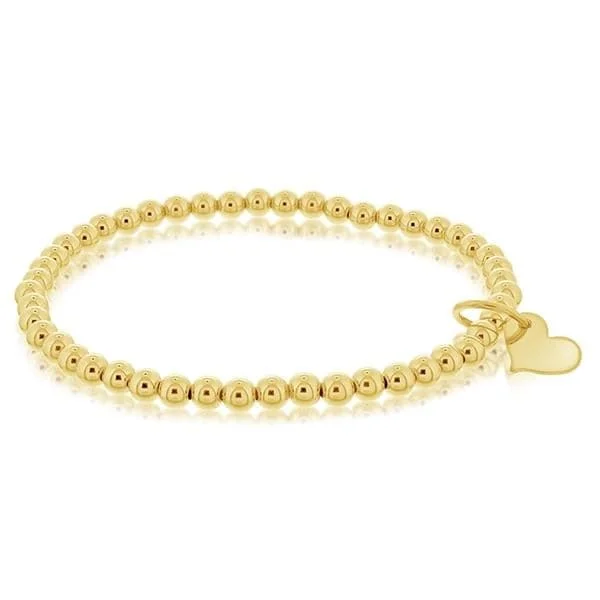 women's magnetic bracelet -Gold Filled Bead Bracelet With Heart Charm