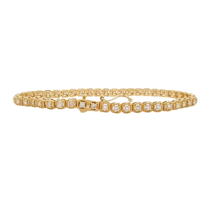 women's engraved bracelet -Mountz Collection 1.0CTW Diamond Straightline Bracelet in 14K Yellow Gold