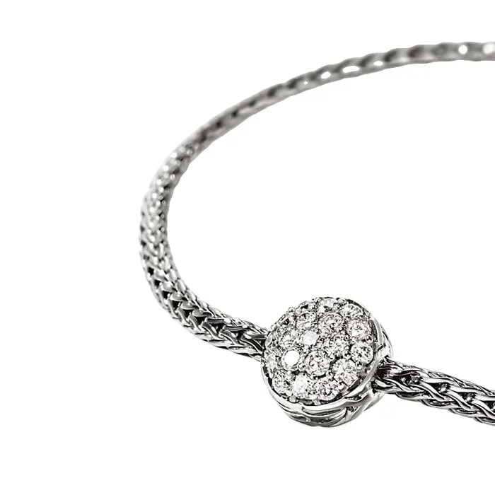 women's charm bracelet -John Hardy Essentials Pavé Station Bracelet in Sterling Silver