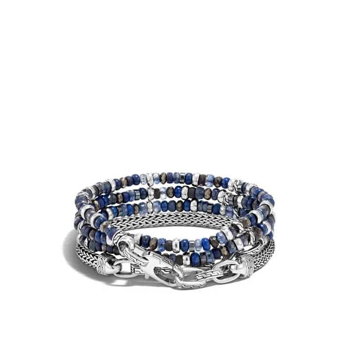 women's nature-inspired bracelet -John Hardy Beaded Hybrid Transformable Bracelet Necklace with Lapis Lazuli in Sterling Silver