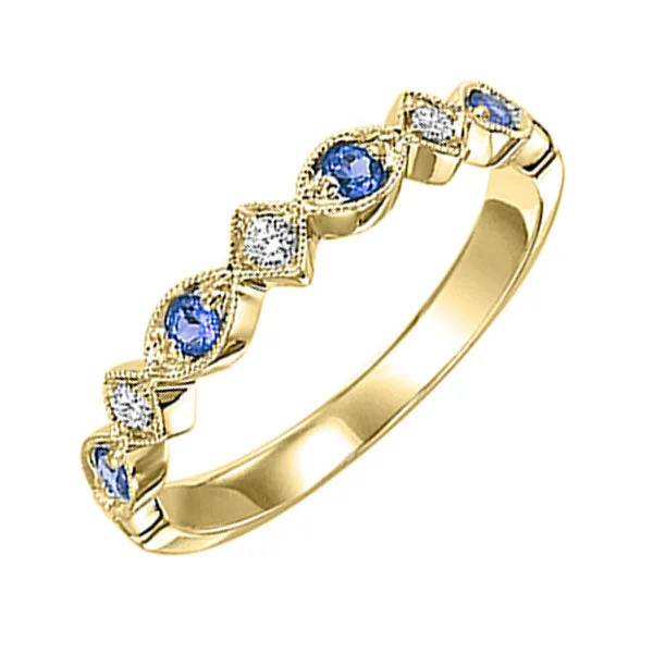 solitaire engagement rings -10KT YELLOW GOLD DIAMOND (1/20CTW) & SAPPHIRE (1/6 CTW) RING