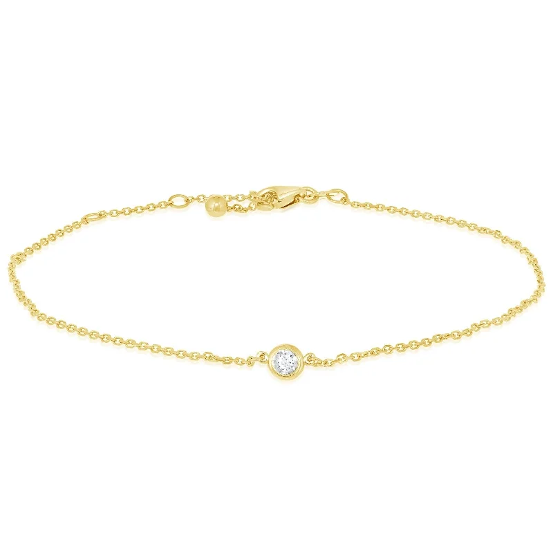 women's stackable bracelet -Single Diamond Bezel Bracelet