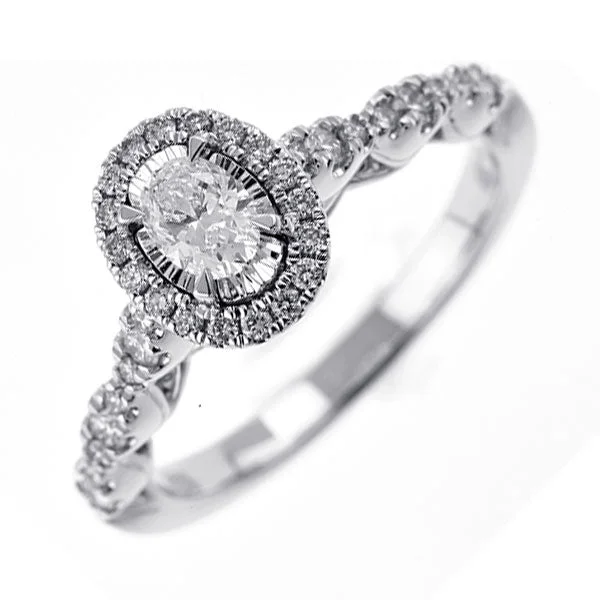 romantic engagement rings -14KT WHITE GOLD DIAMOND(5/8CTW) RING