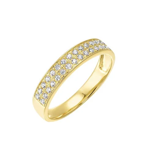 nontraditional engagement rings -Diamond Double Row Stackable Ring In 14k Yellow Gold (1/4ctw)