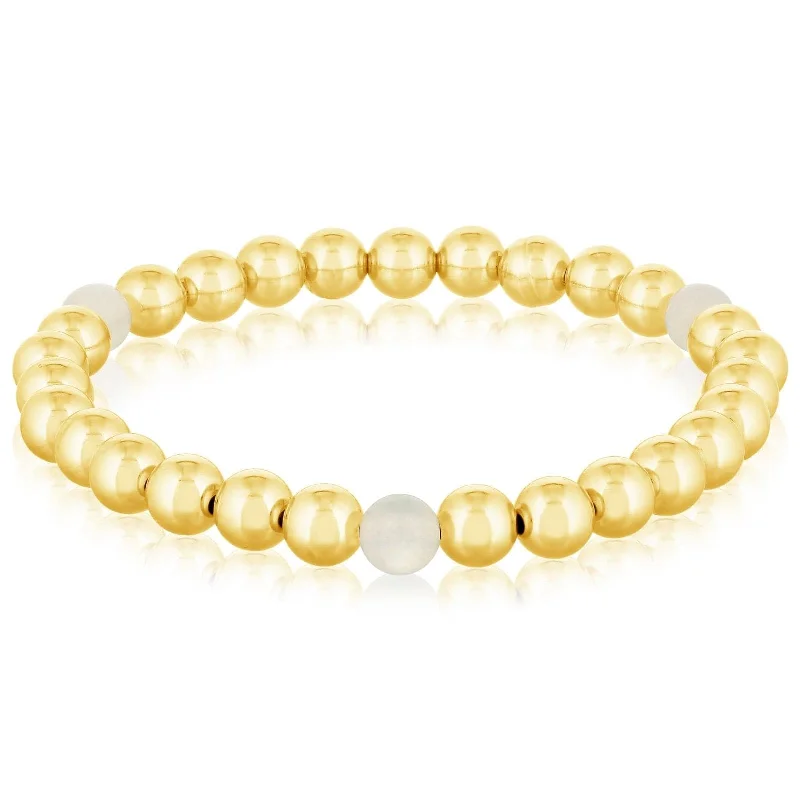 women's silver bangle -6mm Gold Filled & Moonstone Beaded Bracelet