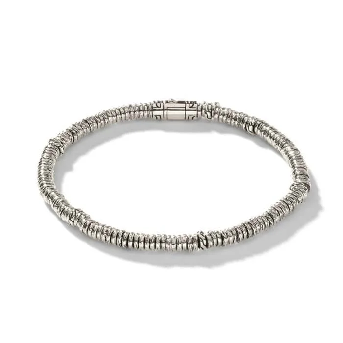 women's gemstone bangles -John Hardy Heishi Beaded Bracelet in Sterling Silver - Large