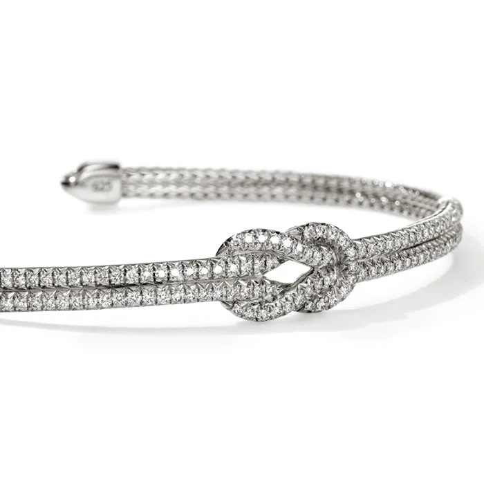 women's silver bracelet -John Hardy Love Knot Pavé Station Bracelet in Sterling Silver