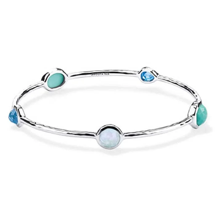 women's twisted bracelet -Ippolita 5-Stone Rock Candy Waterfall Bangle Bracelet in Sterling Silver