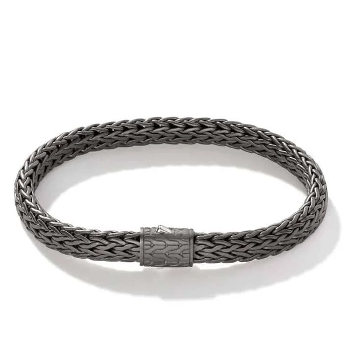 women's multicolored bracelet -John Hardy Men's Classic Chain Matte Black Bracelet in Sterling Silver