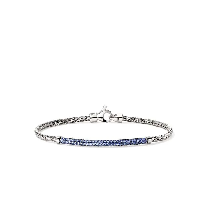 women's bangle set -John Hardy Essential Pavé Blue Sapphire Bracelet in Sterling Silver