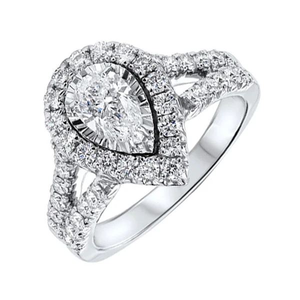 diamond halo engagement rings -14KT WHITE GOLD DIAMOND(1 1/2CTW) RING