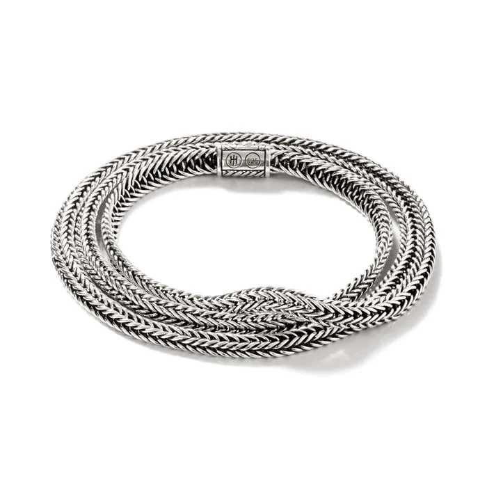 women's gemstone-studded bangle -John Hardy Kami Classic Chain Triple Wrap 4.5mm Bracelet in Sterling Silver