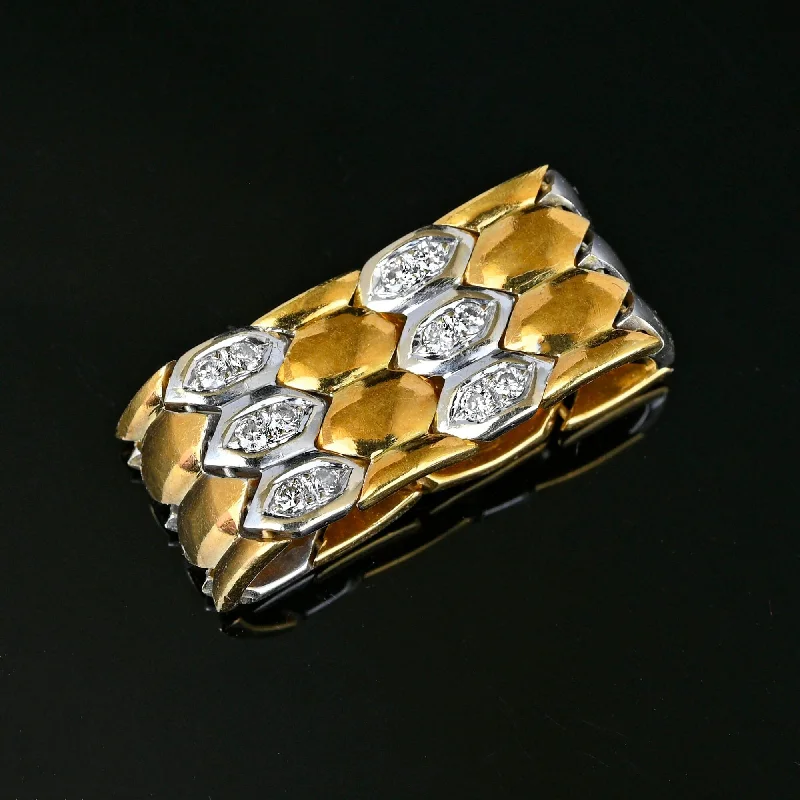 timeless engagement rings -18K Gold Articulated Wide Diamond Snake Ring Band