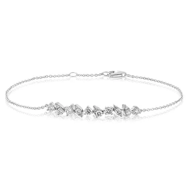 women's stacking bangles -Mixed Diamond Bar Bracelet