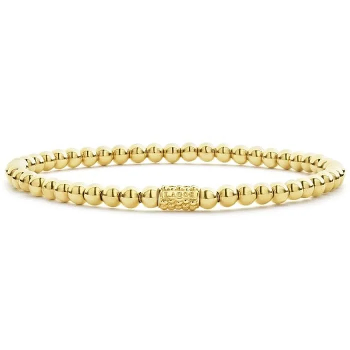 women's colorful bracelet -LAGOS 4MM Beaded Stretch Bracelet in 18K Yellow Gold