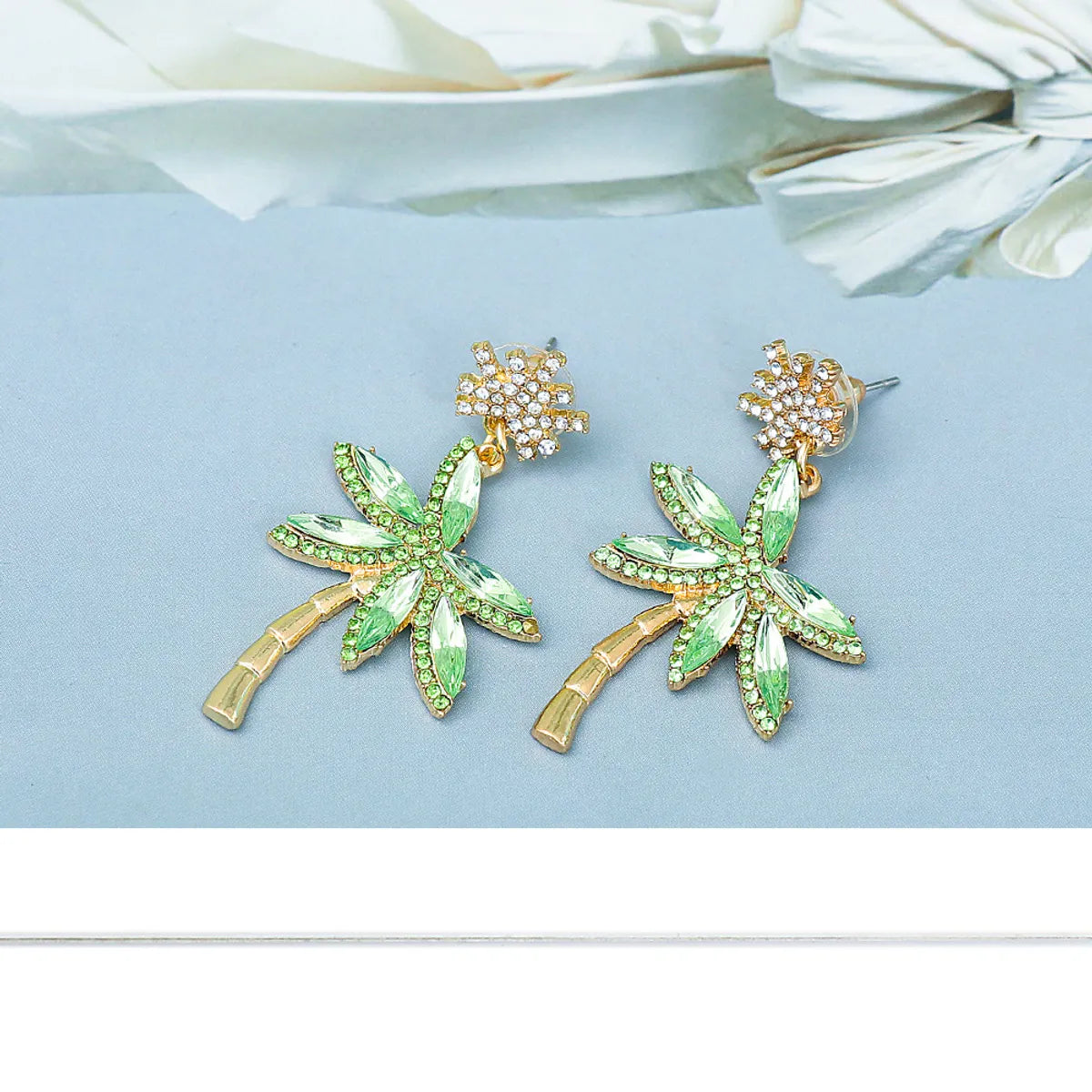 classic diamond engagement rings -Fashion Coconut Tree Inlay Alloy Artificial Diamond Drop Earrings