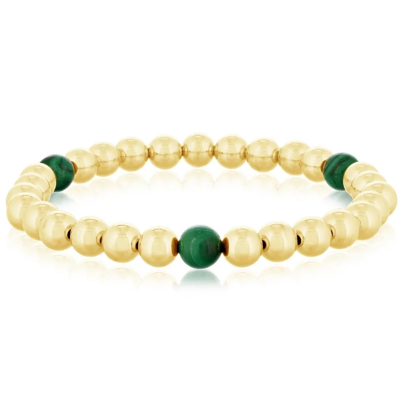 women's zodiac bracelet -6mm Gold Filled & Malachite Beaded Bracelet