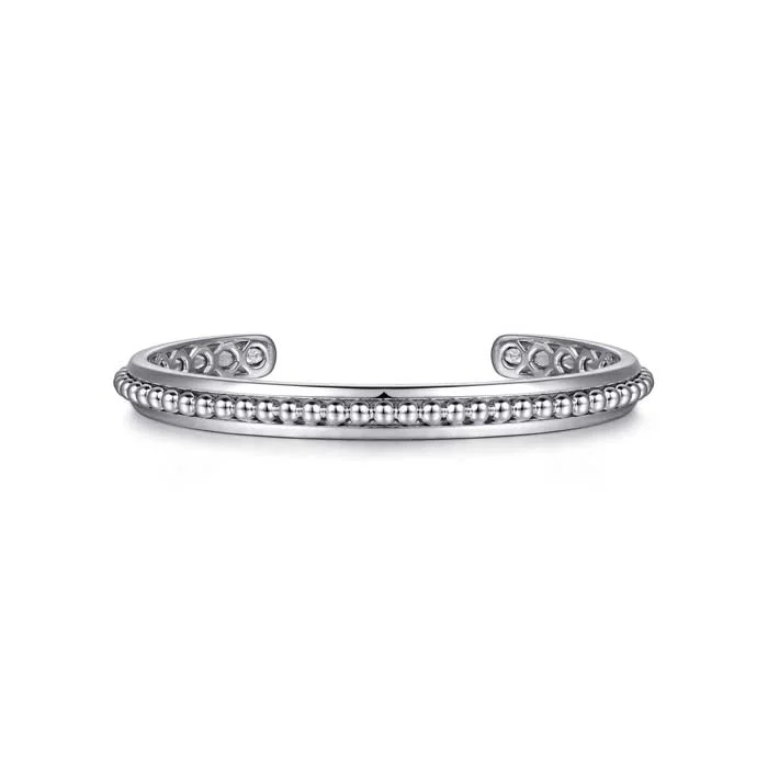 women's zodiac bracelet -Gabriel & Co. Open Cuff "Contemporary" Bracelet with Beaded Center in Sterling Silver