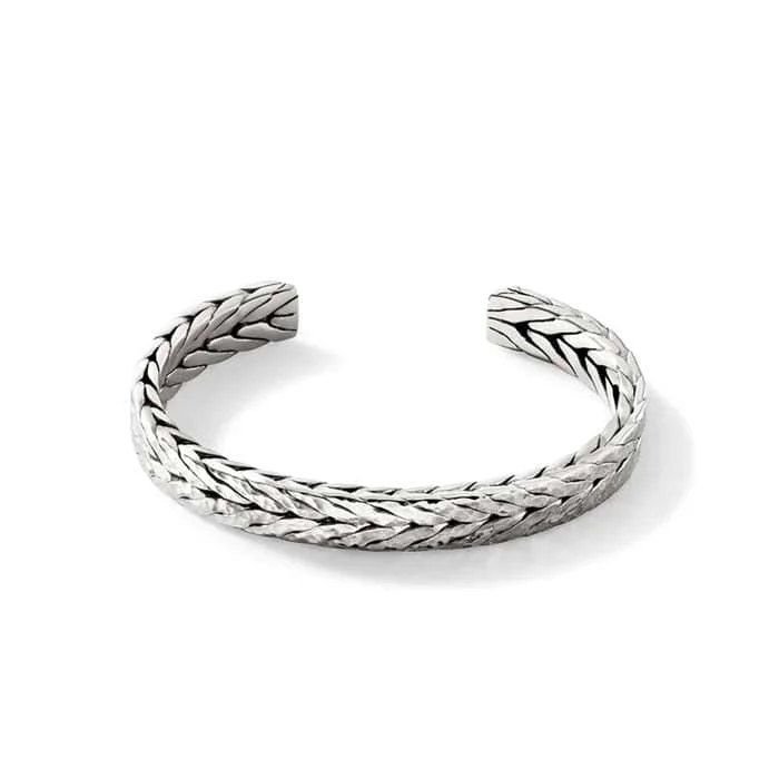 women's stacking bangles -John Hardy 9MM Slim Hammered Cuff Bracelet in Sterling Silver