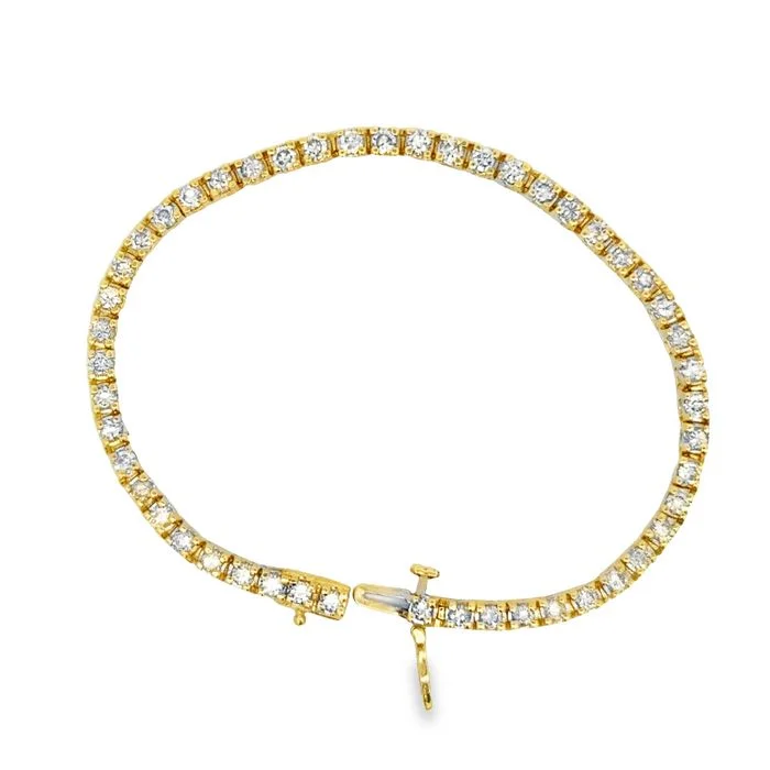 women's vintage bracelet -Estate Diamond Tennis Bracelet in 14K Yellow Gold