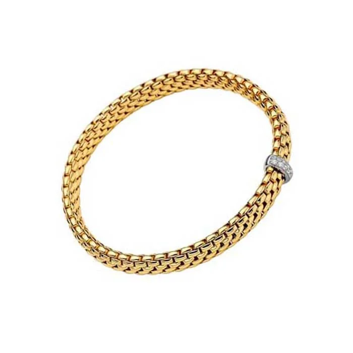 women's zodiac bracelet -FOPE Vendome Collection Flex'it Bracelet with Diamonds in 18K Yellow and White Gold