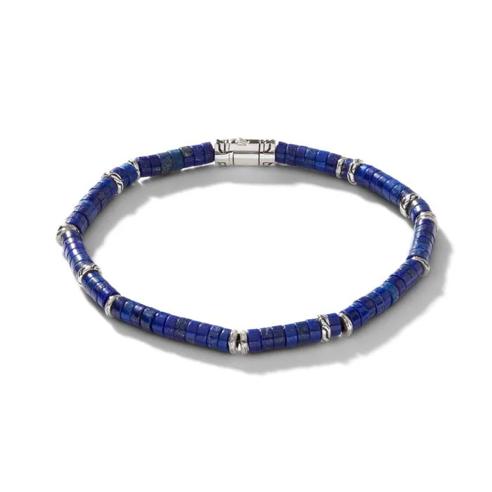 women's floral bracelet -John Hardy Classic Chain Heishi Lapis Lazuli Bracelet in Sterling Silver