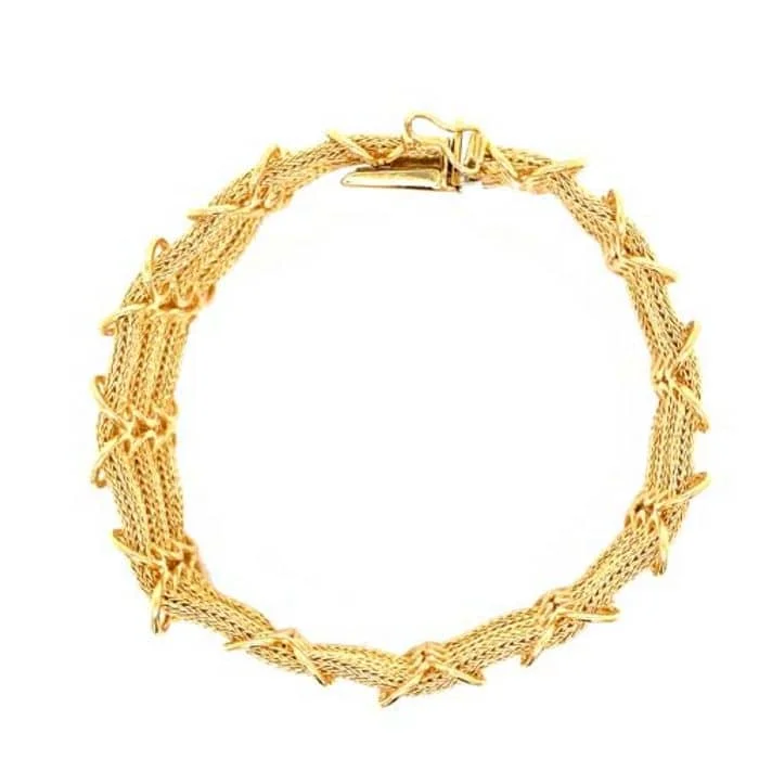 women's diamond bracelet -Estate Three Strand Woven Bracelet in 14K Yellow Gold