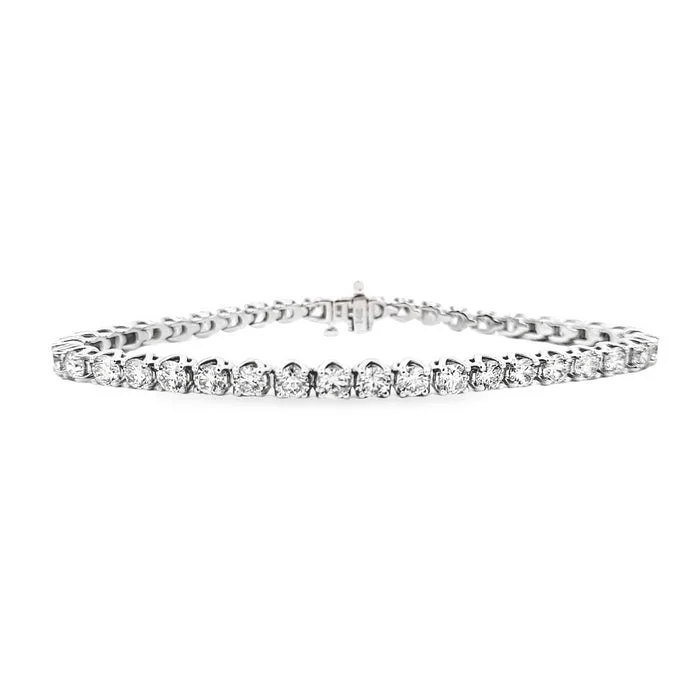 women's geometric bangle -Mountz Collection 7” 6.86CTW Illusion Set Diamond Straightline Bracelet in 14K White Gold