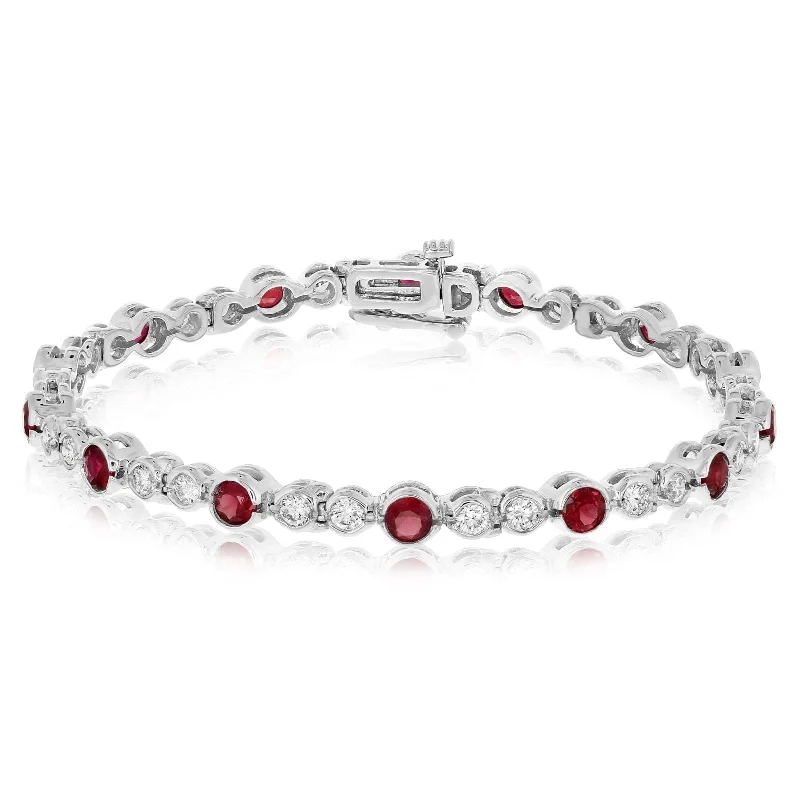 women's celestial bangle -Bezel Set Ruby & Diamond Bracelet