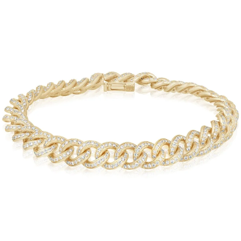 women's wide bangle -Diamond Pave Curb Bracelet